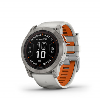 Garmin Fenix 7X Pro Sapphire Solar, titánium, ködszürke-narancs színű szilikon szíjjal Mobil