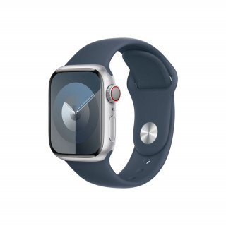 Apple Watch Series 9 GPS + Cellular – 41 mm-es ezüst alumíniumtok, viharkék sportszíj - S/M Mobil