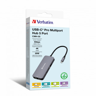 Verbatim USB-C Pro Multiport Hub CMH-05 - Ezüst (32150) PC