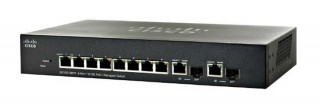 Cisco SF302-08PP 8port 10/100Mbps PoE+, 2x Combo SFP menedzselhető rack switch 