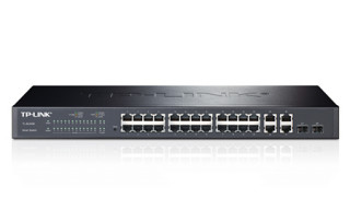 TP-Link TL-SL2428 24port LAN 10/100Mbps, 2 Gigabit, 2 miniGBIC menedzselhető rack switch PC
