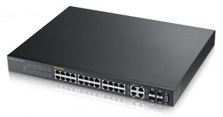 ZyXEL GS2210-24HP 28port GbE LAN L2+ menedzselhető PoE switch (375W) PC