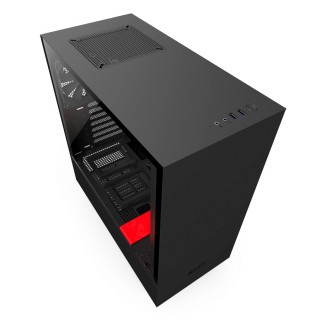 NZXT H500 Fekete-Piros (Táp nélküli) ablakos ATX ház PC