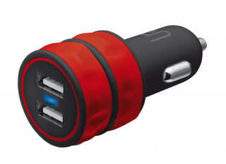 Trust 2x1A USB autós töltő piros Mobil