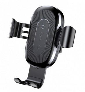 Baseus Gravity Qi 4-6,5" vezeték nélküli szellőzőrácsba rögzíthető fekete autós telefon tartó 