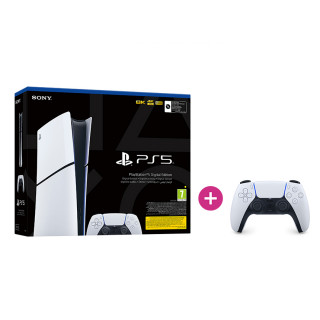 PlayStation 5 Digital Edition (Slim) + PlayStation 5 (PS5) DualSense Controller (White-Black) PS5