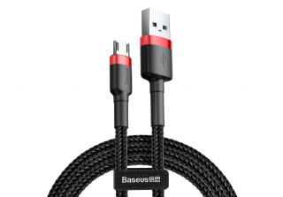 Baseus Cafule USB - MicroUSB adat, töltőkábel 2.4A 2m (Fekete-Piros) (CAMKLF-B91) 