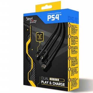 Steelplay Dual Play & Charge kábel PS4 kontrollerhez - Fekete 