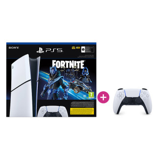 PlayStation 5 Digital Edition (Slim) Fortnite Cobalt Star bundle + DualSense (White-Black) PS5