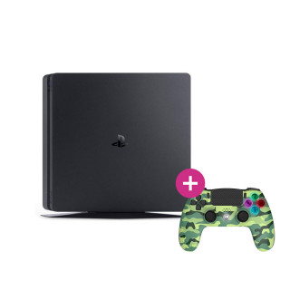 PlayStation 4 (PS4) Slim 500GB (használt) + Freaks and Geeks - Wireless Controller - Green Camo (140142d) PS4