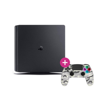 PlayStation 4 (PS4) Slim 500GB (használt) + Freaks and Geeks - Wireless Controller - White Camo (140142C) PS4