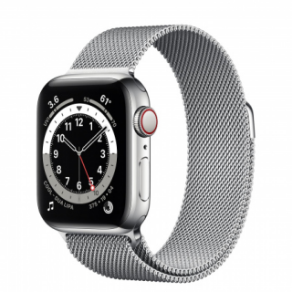 Apple Watch S6 GPS + Cellular, 40mm Silver Stainless Steel Case with Silver Mila Mobil