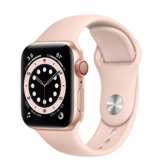 Apple Watch S6 GPS + Cellular, 40mm Gold Aluminium Case with Pink Sand Sport Ban Mobil