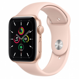 Apple Watch SE GPS, 44mm Gold Aluminium Case with Pink Sand Sport Band - Regular Mobil