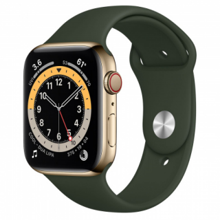 Apple Watch S6 GPS + Cellular, 44mm Gold Stainless Steel Case with Cyprus Green Mobil