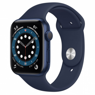 Apple Watch S6 GPS, 44mm Blue Aluminium Case with Deep Navy Sport Band - Regular 