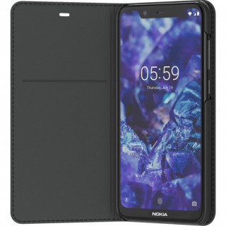 Nokia 5.1 Plus flip cover tok, Fekete Mobil