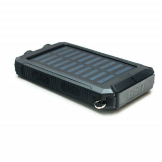 Q-Solar Cell, 10.000mAh-s napelemes powerbank,ütés,csepp,por álló,LED-lámpával 