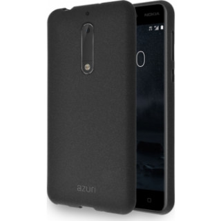 AZURI műanyag hátlap érdes tapintású-fekete - Nokia 5-höz Mobil