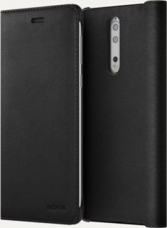 Nokia 8 book cover bőr tok, Fekete Mobil