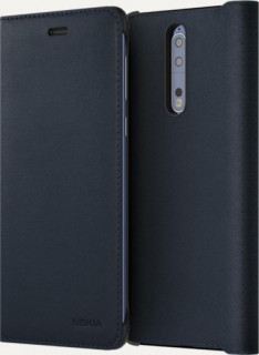 Nokia 8 book cover bőr tok, Kék 