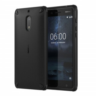 Nokia 6 ütésálló műanyag hátlap, Fekete-Fekete 