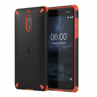 Nokia 6 ütésálló műanyag hátlap, Fekete-Narancs 