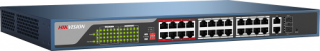 Hikvision DS-3E1326P-E 26 portos PoE switch (370 W), 24 PoE + 2 kombinált uplink PC