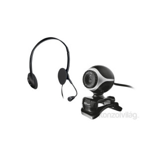 Trust Exis Pack 640x480 mikrofonos fekete fejhallgató + webkamera 