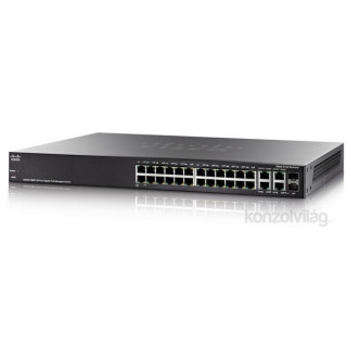 Cisco SG300-28MP 26port GE LAN, 2port GE combo (24port PoE+ 375W) L3 menedzselhető switch 