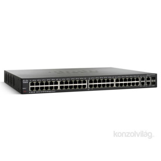 Cisco SF300-48PP 48 LAN 10/100Mbps, 2 miniGBIC, 2 RJ45 menedzselhető PoE+ rack switch 