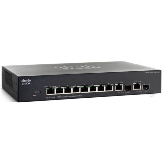 Cisco SG300-10 8 LAN 10/100/1000Mbps, 2 miniGBIC menedzselhető rack switch PC