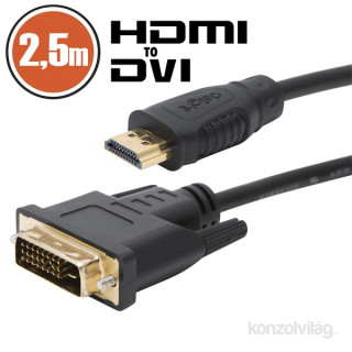 Delight 2,5 m aranyozott csatlakozóval HDMI - DVI-D kábel PC